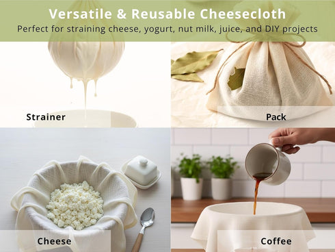 36x36 Inch Hemmed Set 2 PurpleEssences Cheese Cloths for Straining - Reusable Unbleached Cotton Cheesecloth with Edge