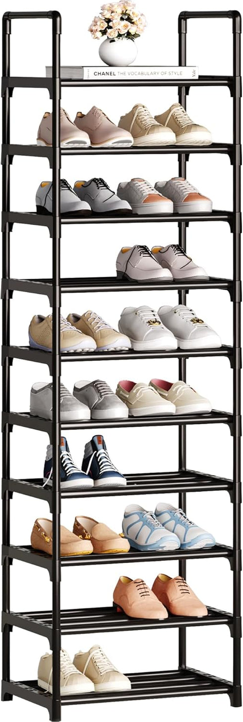 COAPUKT 10 20-25 Closet Tier Tall Shoe Rack Organizer Pairs Shoe Tower Shelf,Metal Shoe Storage,Lager Shoe Storage