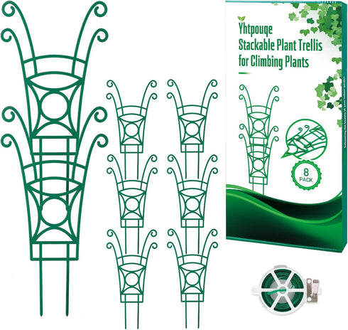 8 Pack Trellis for Potted Plants, Stackable Indoor Plant Trellis for Climbing
