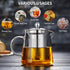 Glass Teapot 18.6 oz, Borosilicate Glass Tea Pot with Detachable Stainless Steel Infuser for Loose Leaf Tea
