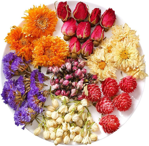TooGet 9 Bags Set of Fragrant Dried Flowers and Herbs for Soap, Bath Bombs Making, and Crafts Decorations