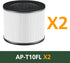AP-T10FL Replacement Filter for HoMedics AP-T10-BK/W, 360-Degree H13 True HEPA Filter, 2 Pack