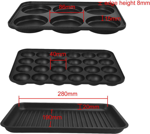 Multifunction Nonstick Baking Maker, 3 Interchangeable Baking Plates for Grill, Pancake, and Cake Pops, Takoyaki Maker,