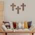 Yookeer 3 Pcs Wooden Cross Wall Decor - Handmade Antique Religious Brown Decorations for Home