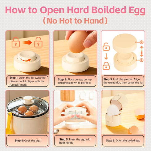 2 1 1 Pack Upgraded in Egg Shell Opener, Hard Boiled Egg Peeler Cracker with Piercer, Cute Egg Separator for Raw Eggs