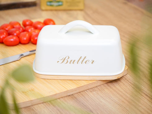 Plexon Counter Counter Metal Butter Dish with Lid and Handle, Covered Butter Dish Airtight, Cute Butter Keeper