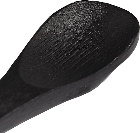 BambooMN Bamboo Black Serving Spoons, Mini Salt Spoon/Tiny Wooden Spoons for Spices, 10pcs Black Oval 3.5"