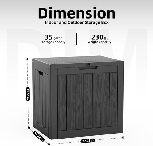 35 EasyUp Gallon Outdoor Storage Box, Outdoor Deck Boxes for Garden Tools Equipment,Cushions and Patio Storage,Lockable