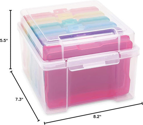 Paper Junkie 4 x 6 Inch Photo Storage Box - 6 Inner Cases for Stickers, Crafts, Art Supplies, Organizers for Home