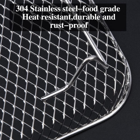 8" Air Fryer Rack for Air Fryer, Stainless Steel Three-Layer Rack with Food Clip, Fits 5.8QT - 6QT Air Fryers