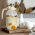YORY 2 Airtight,64 oz Quart Glass Pitcher with Filter Lid Airtight Cold Water Jug for Lemonade Tea Juice Milk Iced