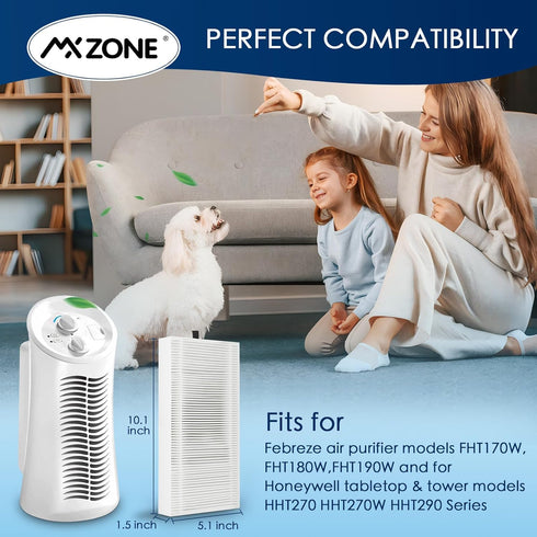 HEPA Air Purifier Replacement Filter for Febreze FRF102B, Honeywell HHT270, HHT290 Series U Filter, 4 Pack