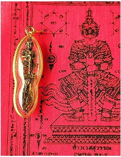 Thai Magic Amulet Wessuwan Giant God Statue Pendant, Waterproof Talisman Cloth for Protection from Evil Spirits and