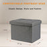 NIENIE 15.7"X11.8"X11.8", Linen Folding Storage Ottoman Coffee Table Small Foot Stool for Living Room, Bedroom, Grey