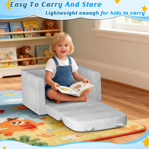 ORWIPO Cozy Kids Sofa Bed with Removable Washable Cover & Backrest Foldable Toddler Chair, Crystal Velvet Furniture