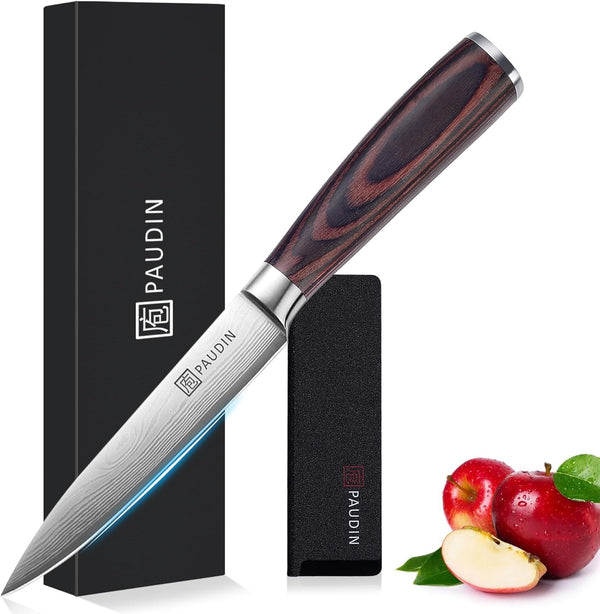 PAUDIN Utility Knife, 5 Inch Chef Knife, Ultra Sharp High Carbon Stainless Steel, Premium Gift Box