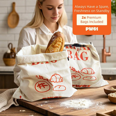 PW61 Sourdough(2 Pack) Reusable Beeswax Bread Bags for Homemade Bread,Bread Bags for - XL Natural cotton beeswax bread
