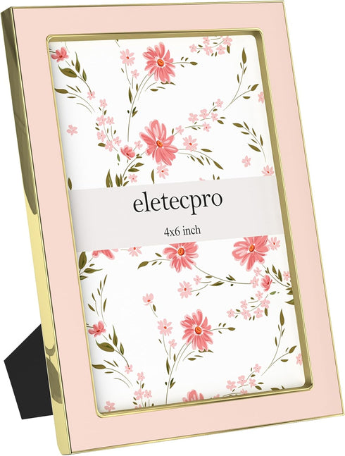 eletecpro 4x6 Enamel Picture Frame with Real Glass Cover, 1 Pack Pink
