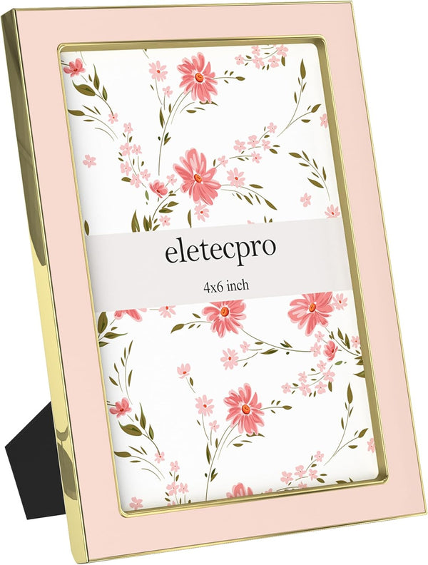 eletecpro 4x6 Enamel Picture Frame with Real Glass Cover, 1 Pack Pink