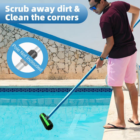 20" 12-Rows Wide Pool Brush Head, Heavy Duty Pool Scrub Brush with Soft Bristles, Inground/Above Ground Pool Brushes
