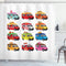 Ambesonne Truck Shower Curtain, Colorful Food Truck Illustration, Cloth Fabric Bathroom Decor Set with Hooks, 69" W x