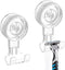 LUXEAR Suction Hooks, 2 Pack Removable & Reusable Shower Hooks for Towel Bathrobe Kitchen Storage