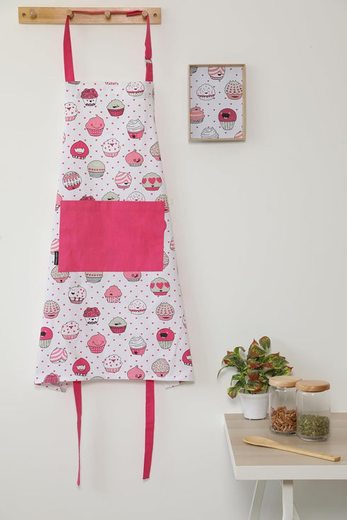 AMOUR INFINI Cotton Aprons for Women with Pocket, Adjustable Strap and Waist Ties Printed Aprons for Baking, Cooking, Gardening (27.5 x 33 Inches)