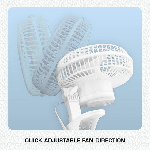 Hurricane Classic 6 Inch Clip Fan - 2 Speed Portable Mini Desk Fan with Adjustable Tilt for Home and Travel