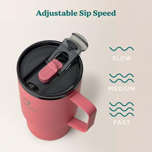Hot1 18 oz Hot1 6 REDUCE Stainless Steel Insulated Mug with Temperature Adjusting Lid - Dual-Wall Vacuum, Cupholder