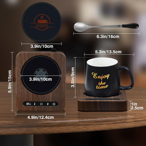 NEWCITY Set 1-12Hour Mug Warmer - Coffee Mug Warmer for Desk with Temperature Display, Auto Shut Off, Cup Warmer
