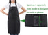 Black Professional Resist Water Adjustable Extra Long Bib Apron - 3 Pockets for Home Kitchen, Garden, Restaurant