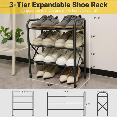 Shoe Rack for Front Door Entrance, Small Adjustable Metal Shelf Storage Organizer for Entryway Closet Doorway
