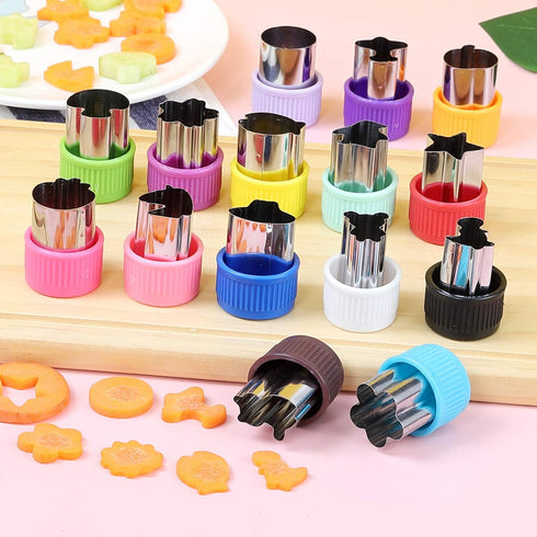 Mini Cookie Cutter Set - 30 pcs for Kids, Vegetable Cutters and Fruit Stamp Mold, Different Shapes and Sizes, Stainless