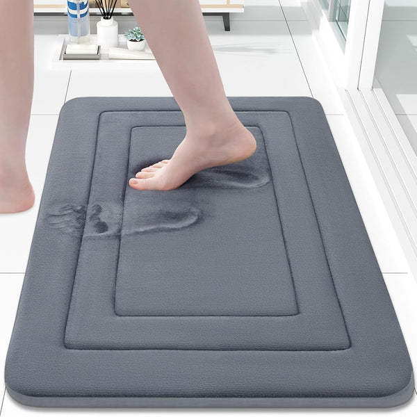 Arotive Ultra Soft Memory Foam Bathroom Rug Mat 30x20, Absorbent Machine Wash Dry Bath Mat, Dark Grey