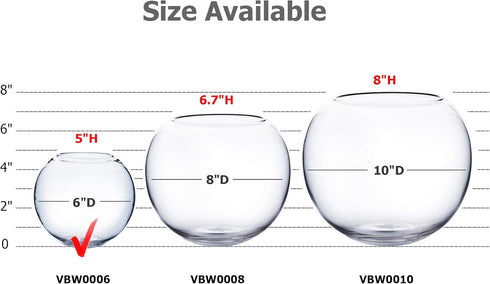 WGV Bowl Glass Vase - Diameter 6", Height 5", Clear Bubble Planter Terrarium Fish Bowl for Wedding Event Home Decor