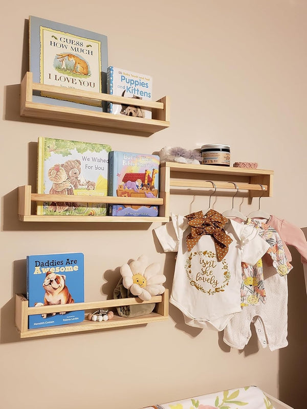 Gneric Floating Shelves for Wall, Burlywood Nursery Book Shelves, 15.7 inch Kids Bookshelf,