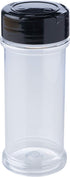 12 Pack of 6 Oz. Empty Clear Plastic Spice Bottles with Black Top Lids for Storing Salt, Sweeteners, and Spices