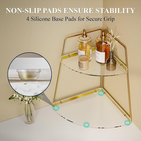NiHome 2-Tier Acrylic Corner Organizer for Bathroom, Kitchen, Bedroom - Sturdy Makeup Organizer for Vanity Storage