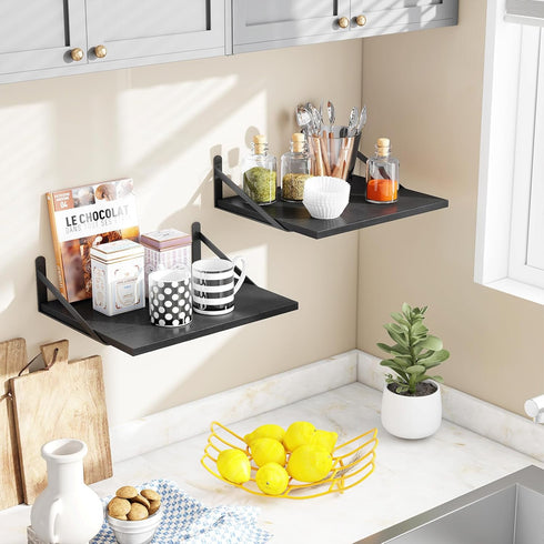 15.7in 11.8in 0.6in (Set 2) Fixwal Deep Floating Shelves for Wall, X X Wide Black Shelves for Bedroom, Large Wall Shelf