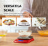 NUTRI FIT Ultra Slim Digital Kitchen Food Scale in Red/Stainless Steel, 1g Increment Measure for Coffee Making