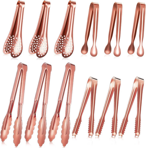 12 Pieces Mini Serving Tongs for Kitchen, Stainless Steel Appetizer Tongs, Ice Sugar Tong, Food Tong for Salad Buffet