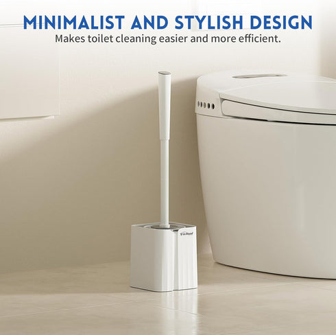 Toilet Bowl Brush and Holder Set, Compact Scrubber for RV and Bathroom Cleaning, 360°PP Bristle, White