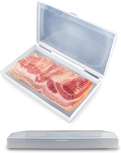 Iconikal Bacon Saver Deli Meat Storage Container 1-lb Capacity 11x6.5-Inch Snap-Tight Clear