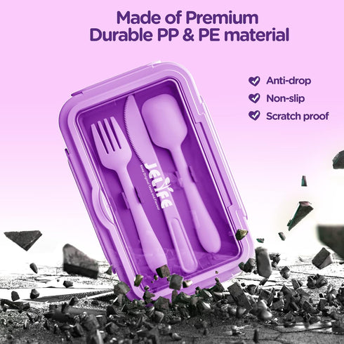 Jelife Lunch Box Kids Bento Box, Large Leakproof 4 Compartments Lunchbox with Utensils for Back to School, Purple