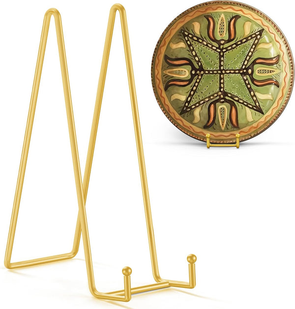 TR-LIFE 12 Inch Large Plate Stands for Display, Metal Picture Frame Holder + Small Easels for Art