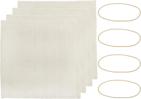 Cornucopia Brands Kombucha Jar Cloth Covers - 4-Pack Unbleached Muslin Cloth Covers with Rubber Bands