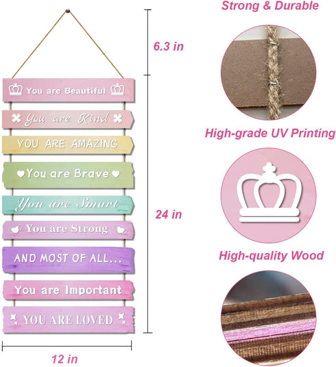 JEVUVU Pink Room Decor for Teen Girls Aesthetic, Cute Bedroom Wall Decor for Baby Girl, Boho Rainbow Wall Art Signs