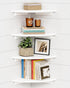 Forbena Corner White Floating Book Shelves for Wall Set of 4, Wood