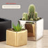 WGV Ceramic Cube Vase, 5.5" Width, 5" Height, Elegant Modern Block Floral Planter, Silver, 1 Piece