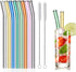 8 Pcs Reusable Glass Straws - Eco-friendly 8"x8mm Drinking Straws for Smoothies, Milkshakes, Multi-Color Mixed
